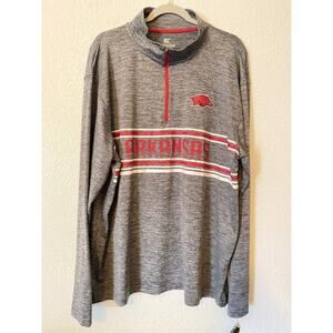 Arkansas Razorbacks NCAA Mens XXL Shirt Gray Long Sleeve 1/4 Zip Colosseum